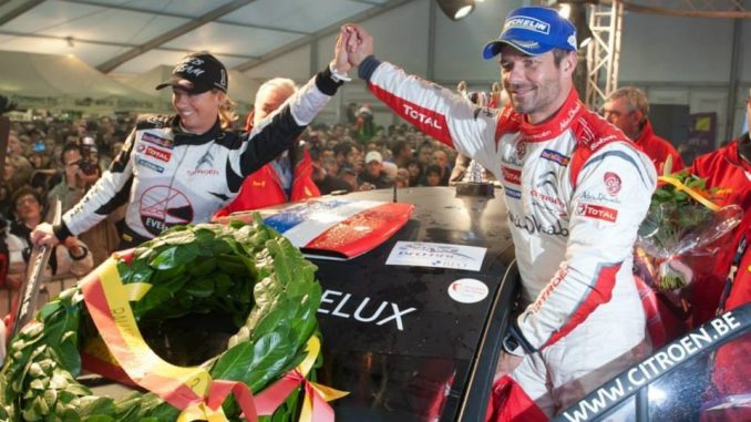 Sébastien Loeb et Séverine au Condroz 2013 : podium et fleurs