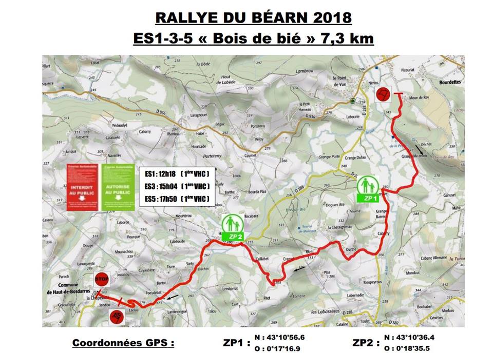Programme et cartes Rallye Béarn 2018