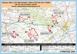 Carte générale Rallye des Côtes du Tarn 2018