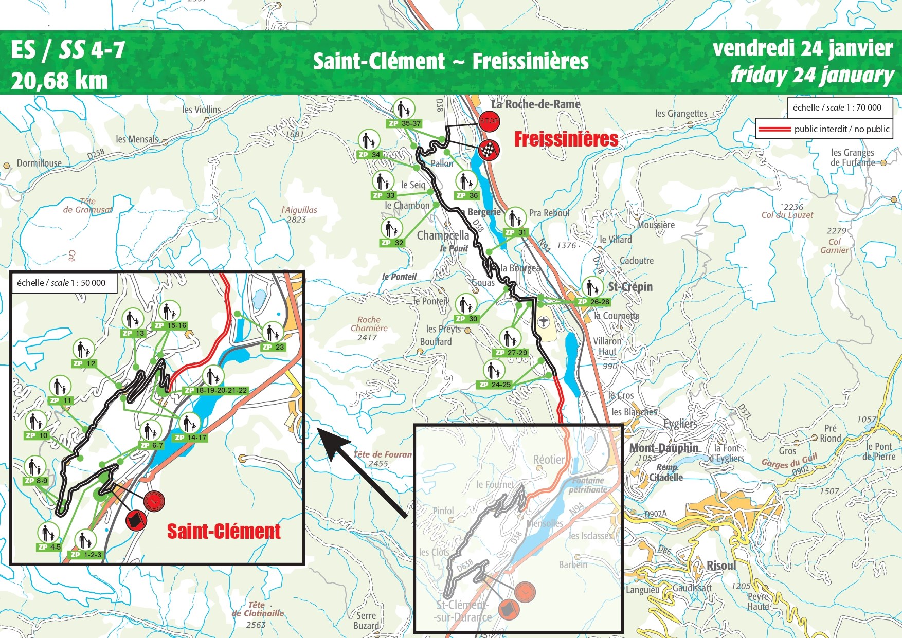 Carte ES 4-7 Rallye Monte-Carlo 2020