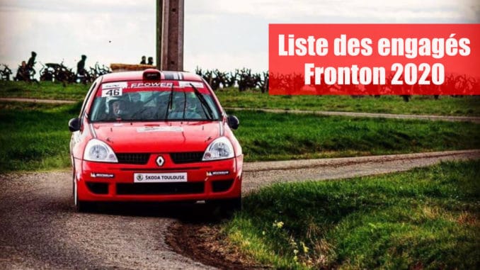 Engagés Rallye des Côtes du Frontonnais 2020