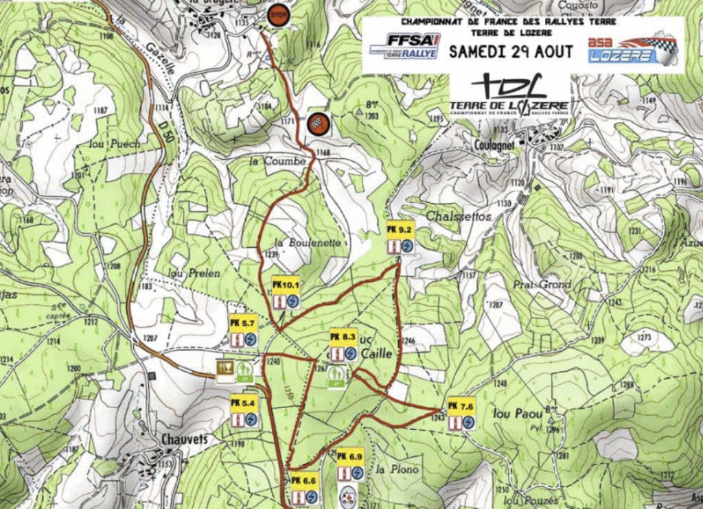 Carte ES1 Rallye Terre de Lozère 2020