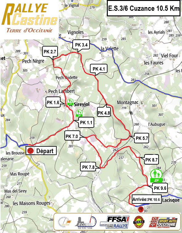 Carte du Rallye Castine Terre d'Occitanie 2020