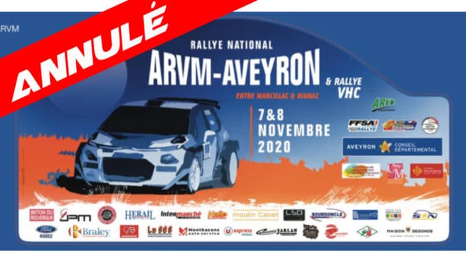 Rallye ARVM Aveyron 2020 annulé