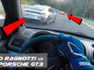 Une Clio Ragnotti chasse des Porsche GT3