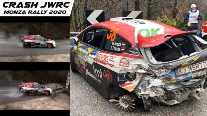 Crash spectaculaire de Martins Sesks en JWRC à Monza