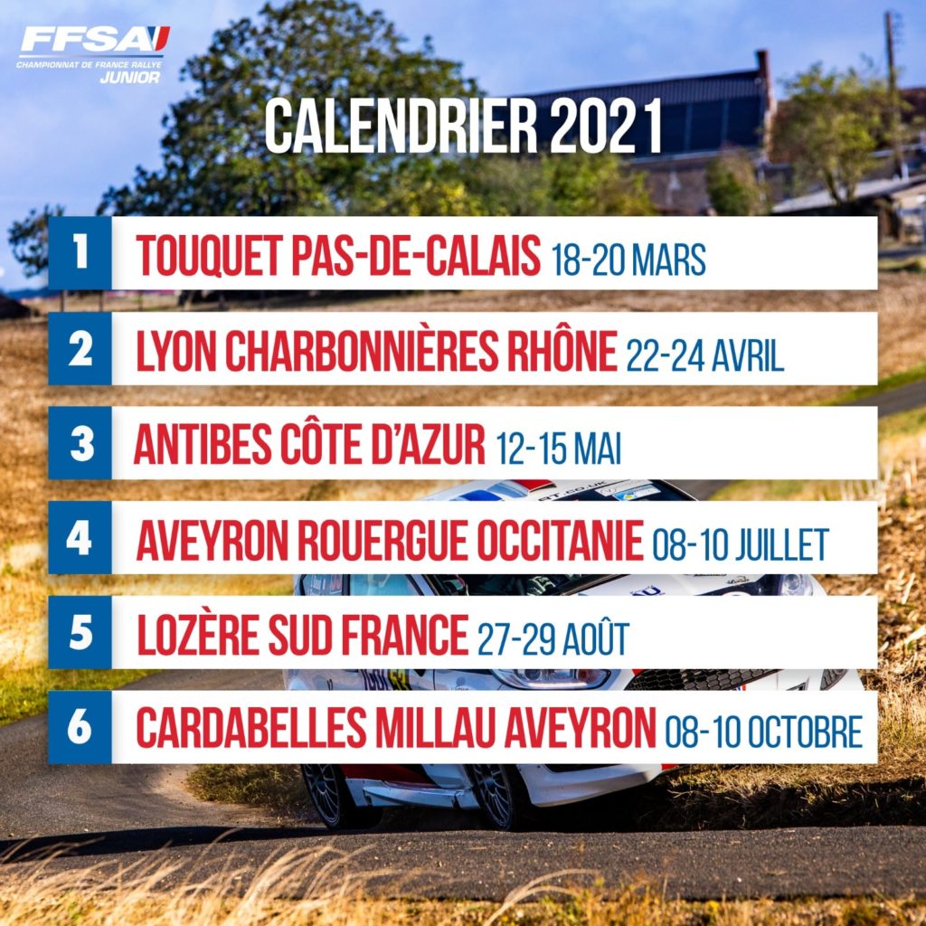 Calendrier Championnat de France des Rallyes Junior 2021