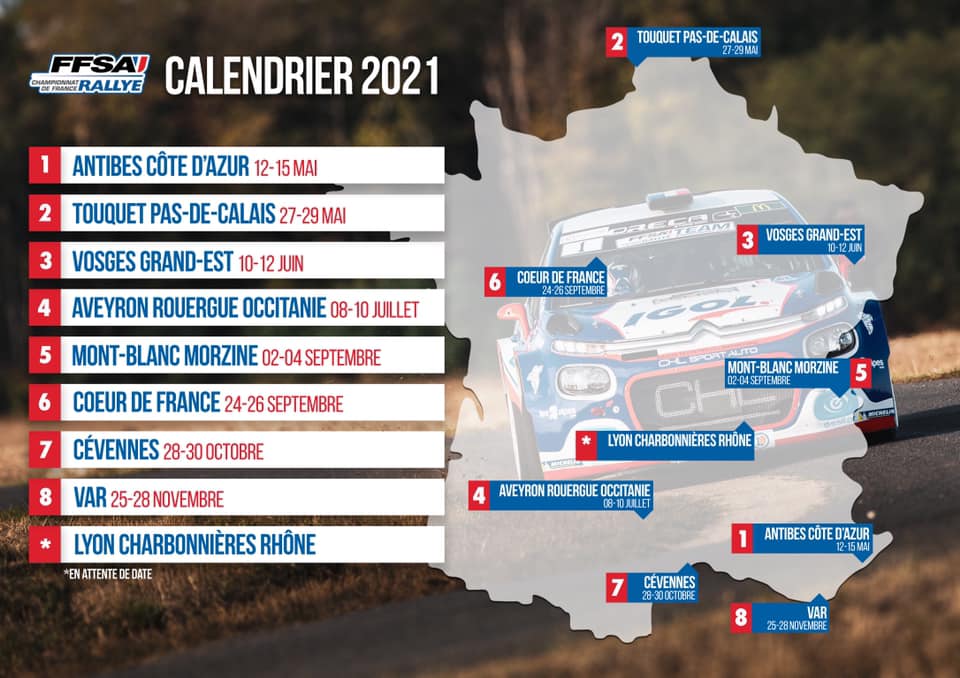 un nouveau Calendrier pour le Championnat de France des Rallyes 2021